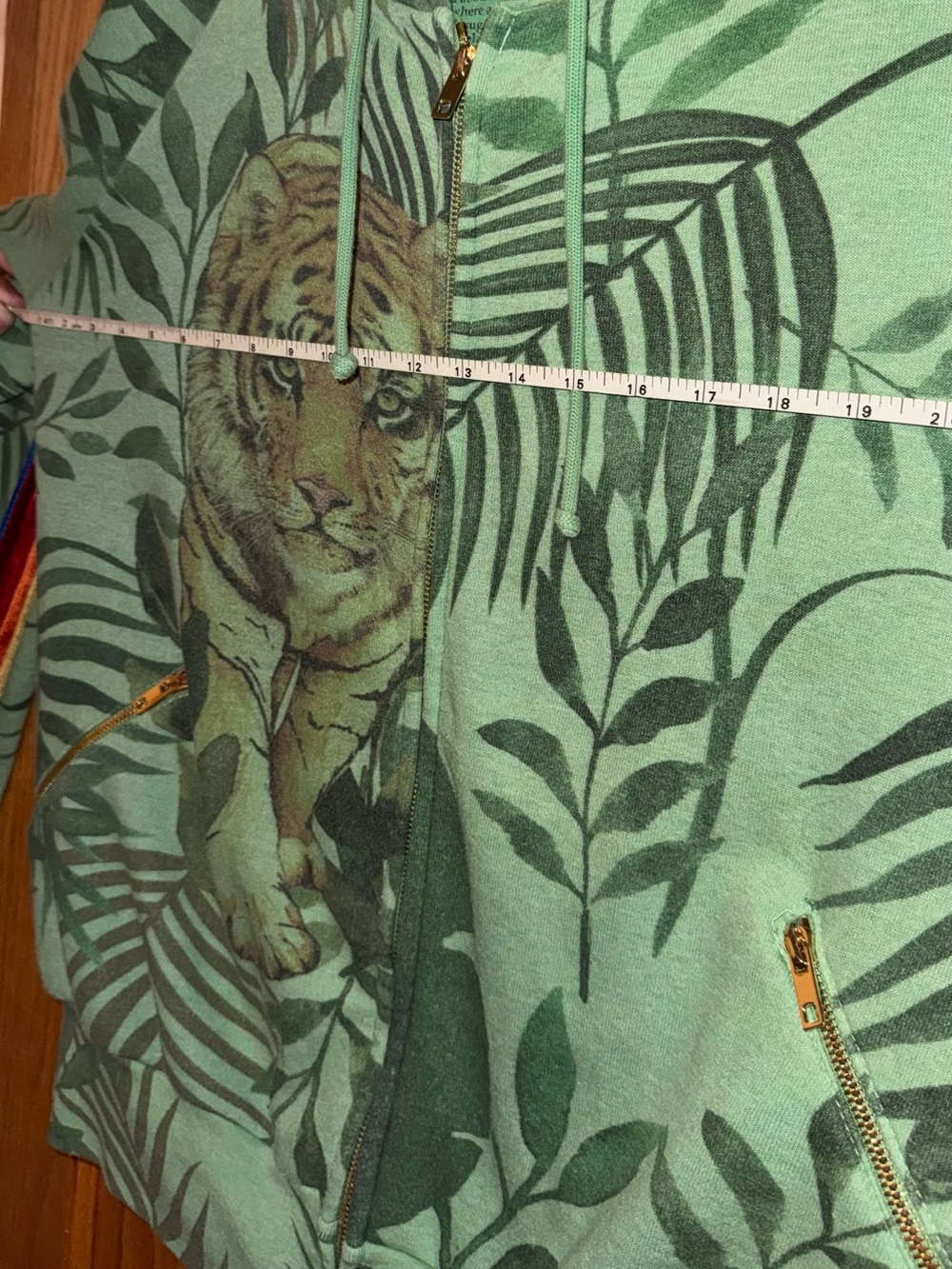 Rare Aviator Natuon Green Tiger Print Zip-Up Hoodie L - Picture 7 of 10